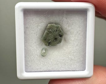 Alexandrite Set | Raw & Polished | - #4 (Raw Green Crystal Specimen, Crown Chakra Stone)