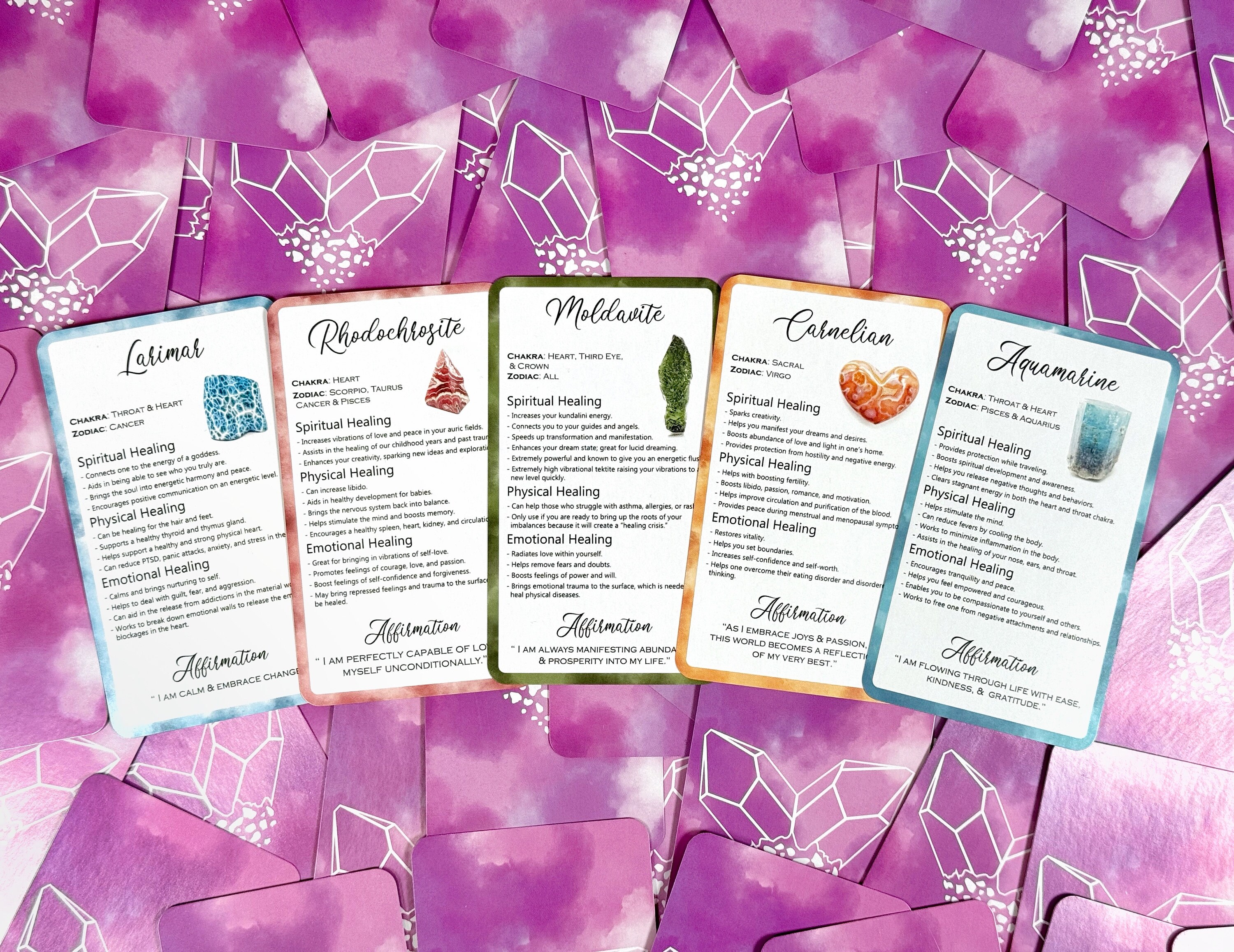 Intuitive 60 Card Crystal Deck - Made By Rachel - Healing Information Cards- Used like Tarot, Oracle or Angel Cards