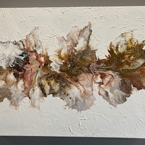 Abstract original painting on canvas, modern fluid painting, neutral abstract painting
