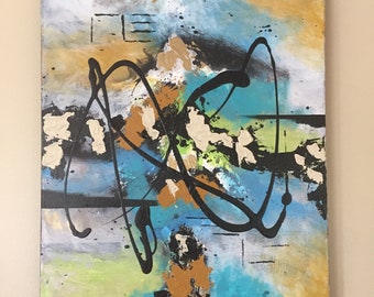 Modern abstract painting on canvas 20”x16”, colorful canvas art, textured wall art, contemporary wall decor