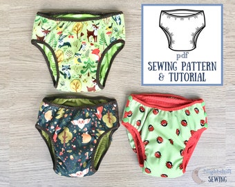 Cloth training pants SEWING PATTERN for potty training toddlers - toddler pull up diaper - sizes S-XL