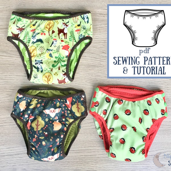 Cloth training pants SEWING PATTERN for potty training toddlers - toddler pull up diaper - sizes S-XL