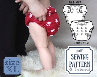 XL Cloth diaper PATTERN for bigger kids - overnight pull up pants - pocket diaper / cloth nappy with  back/side snaps - special needs
