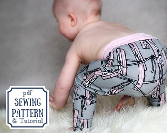 Baby leggings sewing PATTERN - easy pdf sewing pattern for babies - designed for cloth diapered babies