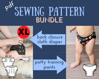 PDF Sewing Pattern Bundle - XL Cloth Diaper & Potty Training Pants Pattern (incl. size XL)