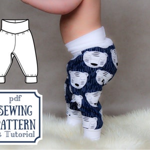 Grow with me pants sewing PATTERN - baby joggers - easy pdf sewing pattern for cloth diapered baby