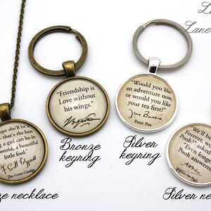 Wuthering Heights Quote Necklace, Emily Bronte Gift, Literary Keyring Bild 2