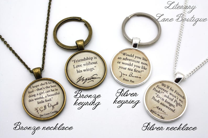 The Great Gatsby, 'I Hope She'll Be A Fool', F. Scott Fitzgerald Quote Necklace or Keyring, Keychain. image 2