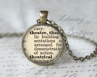 Theatre, Dictionary Definition Quote Necklace or Keyring, Keychain.