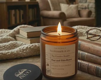 Pear & Elderflower - The Garden Reader Library Card Candle - Hand-poured Cocosoy wax