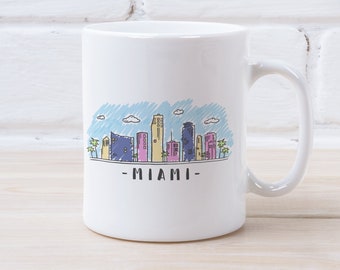 Miami Florida Skyline Mug Personalized Text FL Coffee Tea Cup