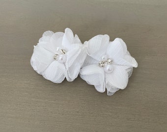Chiffon pearl Flower Hair Clips - Wedding Flower Girl Hair Clip