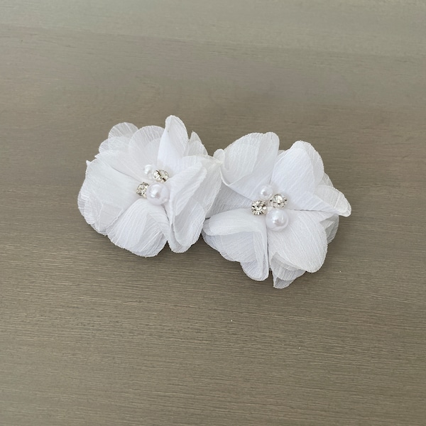 Chiffon pearl Flower Hair Clips - Wedding Flower Girl Hair Clip