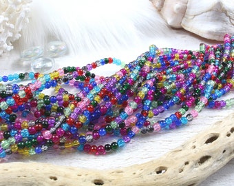 glass, multicolored cracked beads, 1 STR, +/- 100 to 105 beads, +/- 4mm