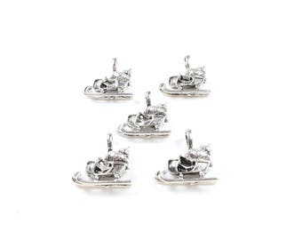 5 charms in silver color Metal sleigh approximately 20 x 20mm * Christmas Deco *.