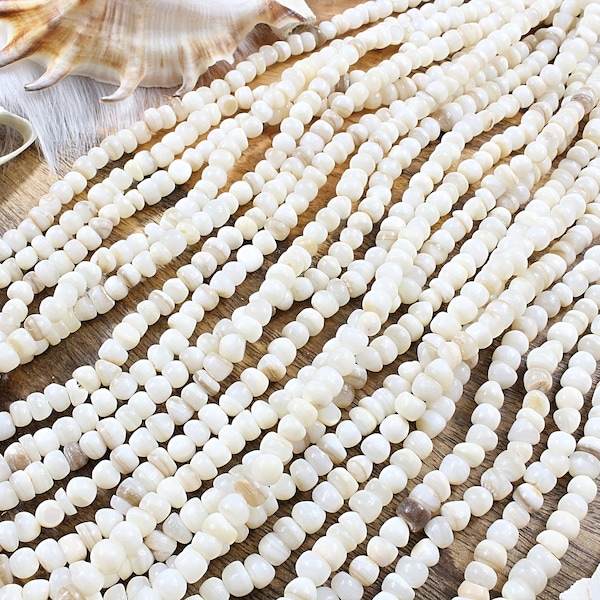 nacre naturel, perles pépites irrégulières, coquillage, 1 FIL, ~ 79 perles, 6 à 7mm x 5 à 6mm