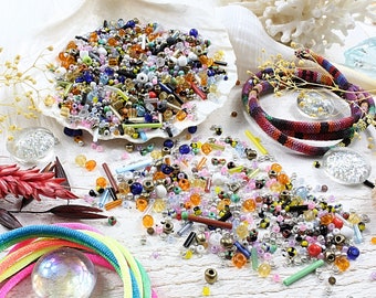 glass, seed bead mix, multicolor, ~ 100g