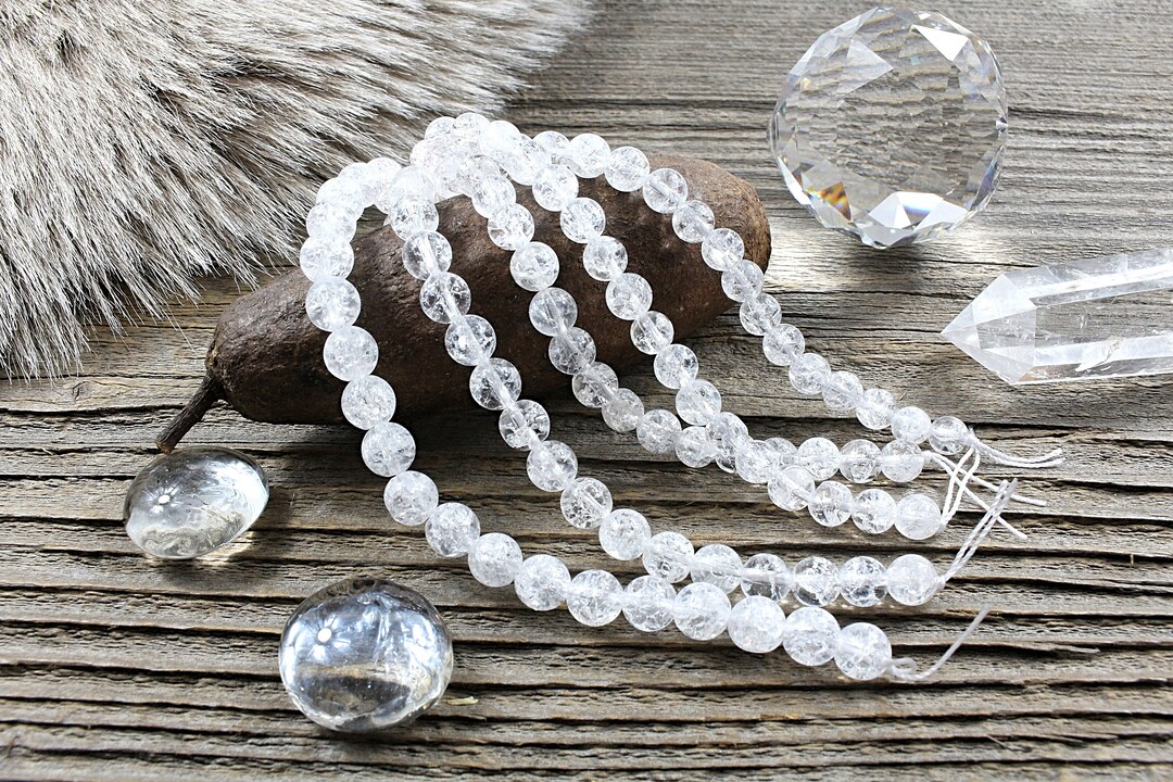 Natural Rock Crystal, Cracked Beads, 1 THREAD, 20 Beads, / 6mm - Etsy