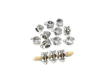 20 Belières / Door - Silver-Coloured Metal Charms Aged 11.5 x 6mm