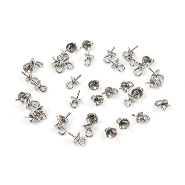 bélières acier inoxydable, inox, à coller, lot de 10, +/- 7 x 4mm