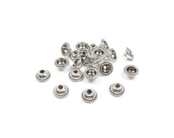 20 coupelles / caps en métal couleur argent vieilli 10 x 5mm