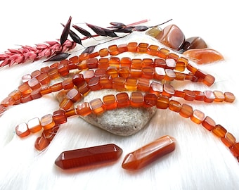 natural red agate, square beads, 1 STR, 20 beads, +/- 6 x 6mm