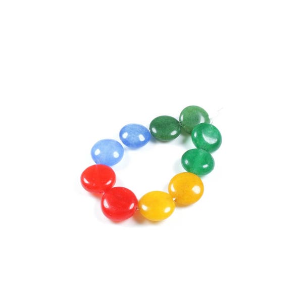 10 perles palet en jade naturel multicolore +/- 8 x 8 x 4.5mm