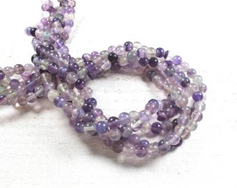 10 pearls of natural multicolored fluorite 6mm LBP00681