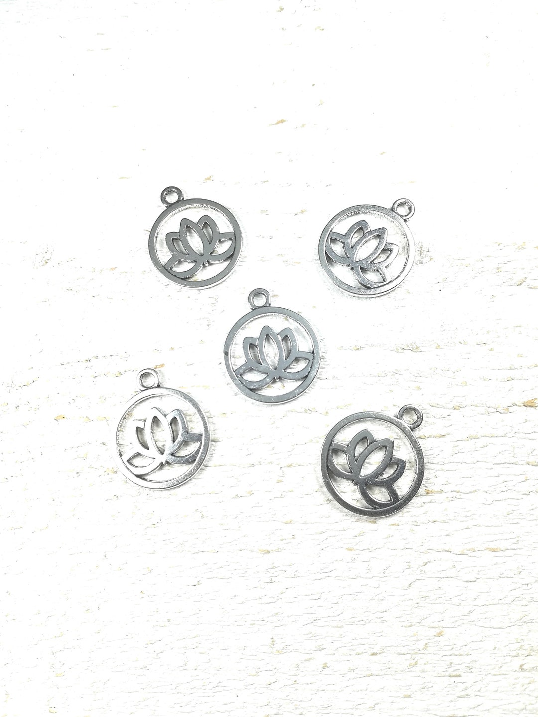 10 Silver Metal Lotus Charms 24 X 20mm Etsy