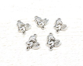 5 silver-colored metal angel connectors - 20 x 15mm
