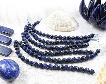 lapis lazuli, natural beads, faceted, 1 STR, 20 beads, +/- 6mm