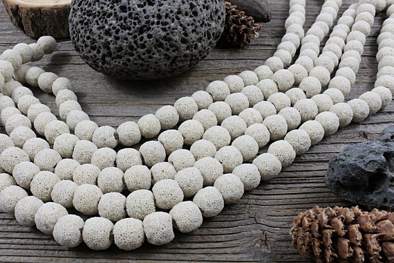 Natural Lava Stone Ball Beads Beige 1 STR 40 Beads 10mm Etsy Canada