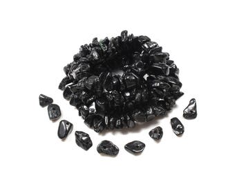 chips of natural black tektite LBP00360 50 beads