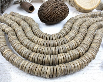 natural coconut, irregular round beads, 1 THREAD, ~ 104 beads, +/- 15 x 3 to 5mm