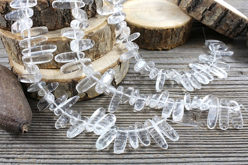 rock crystal, natural pendant beads, 1 THREAD, 50 pieces, / 13 to 19mm x 3 to 6mm image 2