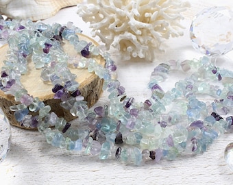 fluorite naturelle, perles chips, 1 FIL, +/- 265 perles, +/- 6 x 10mm