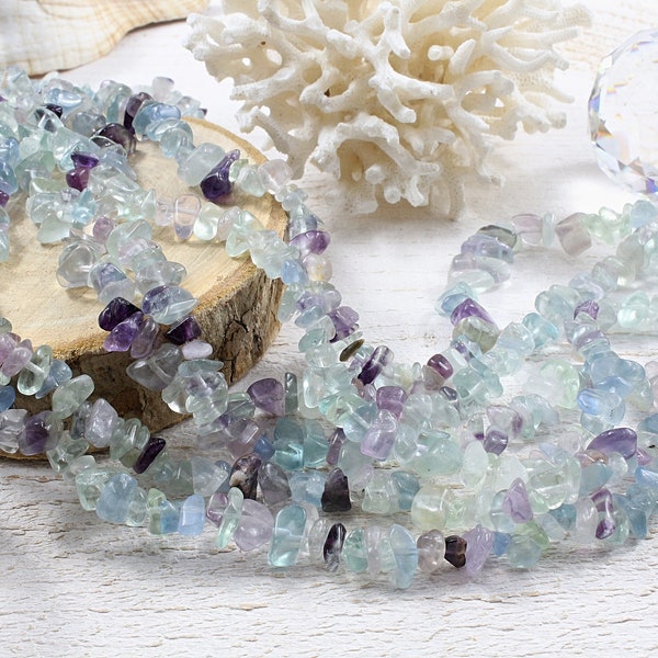 fluorite naturelle, perles chips, 1 FIL, +/- 265 perles, +/- 6 x 10mm