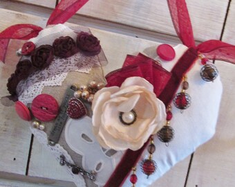 Embellished Hearts One of a Kind Unique Handcrafted, Valentines Day gift Mothers Day created by Kathie Ruffner of Primville