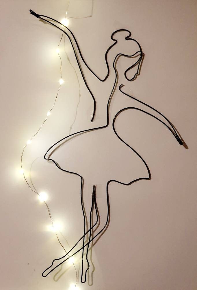Danseuse, Ballerine, Sculpture, Fil de Fer, Art Minimal, Décoration Intérieure, Cadeau, Saint Valent