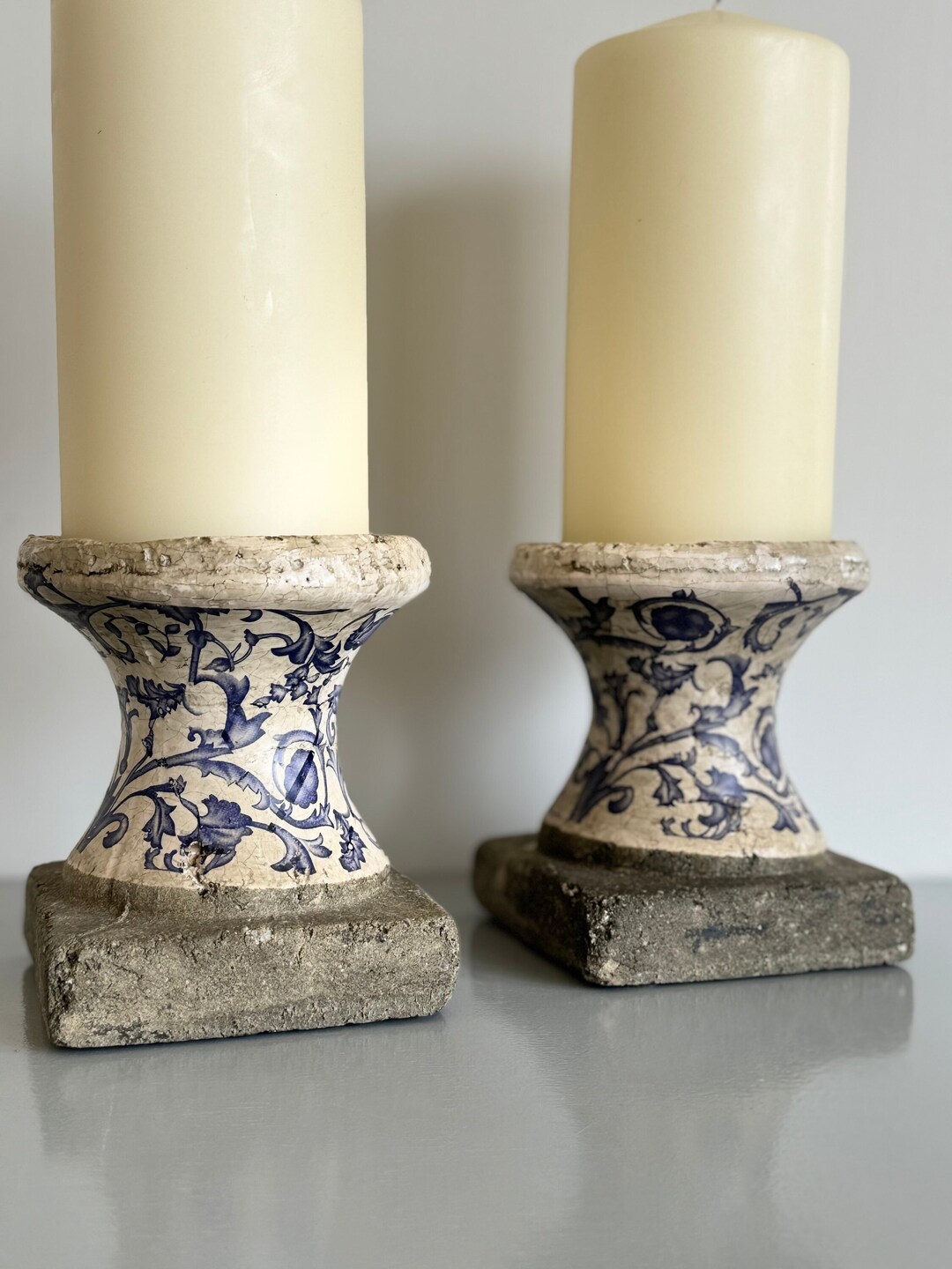 Nuptio Vintage Wrought Iron Pillar Candle Holders - Set Of 2, Moroccan Style Hurricane Candle Stands For Mantle, Table & Wedding Decor