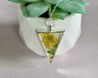Tiny Yellow Flowers Necklace | Handmade | Jewellery | Jewelry | Pressed Flower | Silver Plated | Gift For Her | Anniversary | Birthday |Real