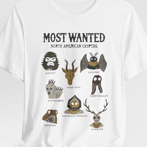 Camiseta de críptidos norteamericanos, camiseta de criptozoología, camiseta de críptidos, regalo para amantes de los críptidos, camiseta divertida