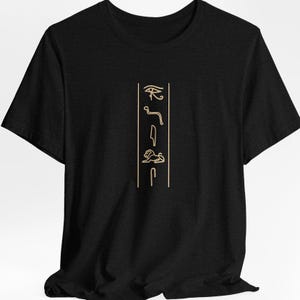 Personalized Egyptian Hieroglyphic Name T-Shirt | Custom Ancient Symbol Tee | Eye of Horus, Ankh, Scarab, Sun Disk | Spiritual Unique Gift