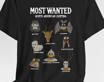 North American Cryptids T-Shirt: Hand-Drawn Cryptozoology Tee