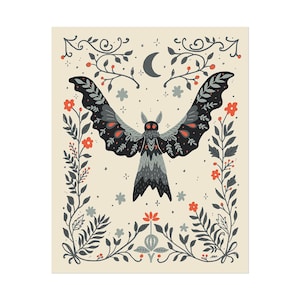Mothman Art Print Mothman Poster Cryptid Print Crptozoology Print Mothman Wall Art Home Decor Cute MothmanGift For Him Cryptid Lovers
