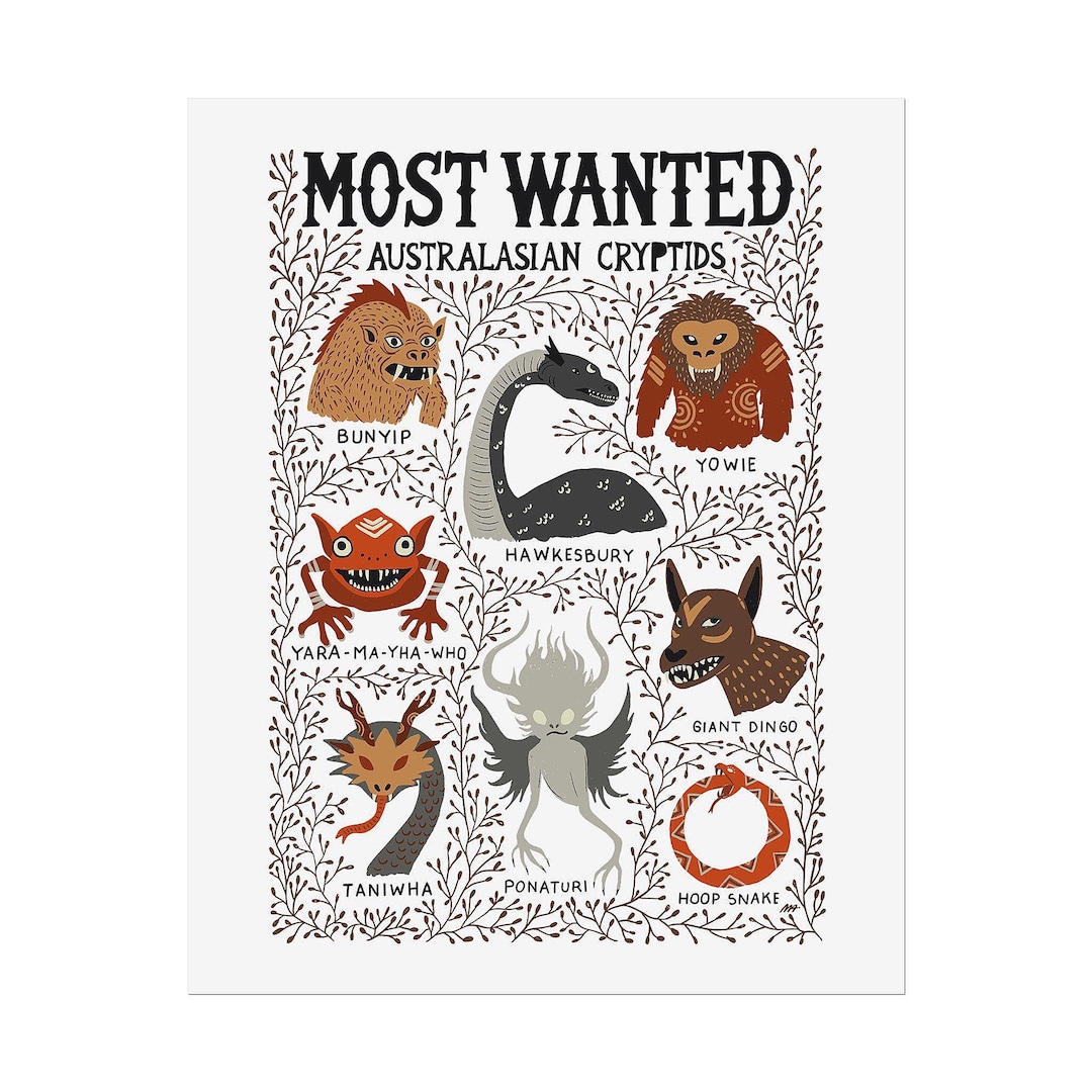 Australasian Cryptids Art Print: Folklore Wall Art for Cryptid Lovers ...