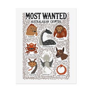 Australasian Cryptids Art Print: Folklore Wall Art for Cryptid Lovers