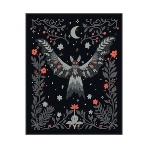 Mothman Art Print Mothman Poster Cryptid Print Crptozoology Print Mothman Wall Art Home Decor Cute MothmanGift For Him Cryptid Lovers