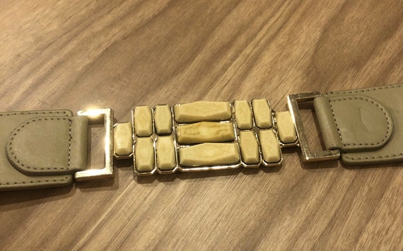Vintage belt | jeweled buckle | wide tan belt | c… - image 2