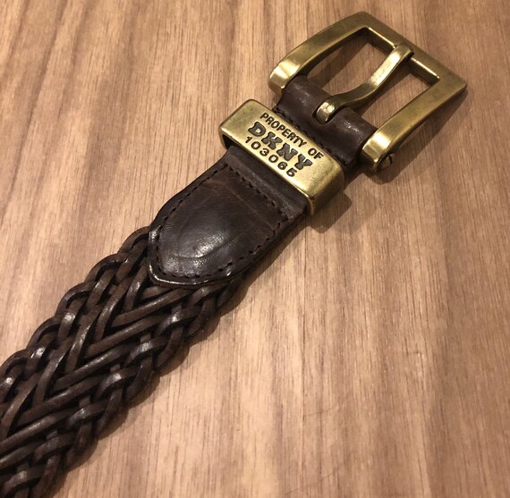 DKNY Dark Brown Belt | Genuine Leather Belt | Woven Belt  display picture 2